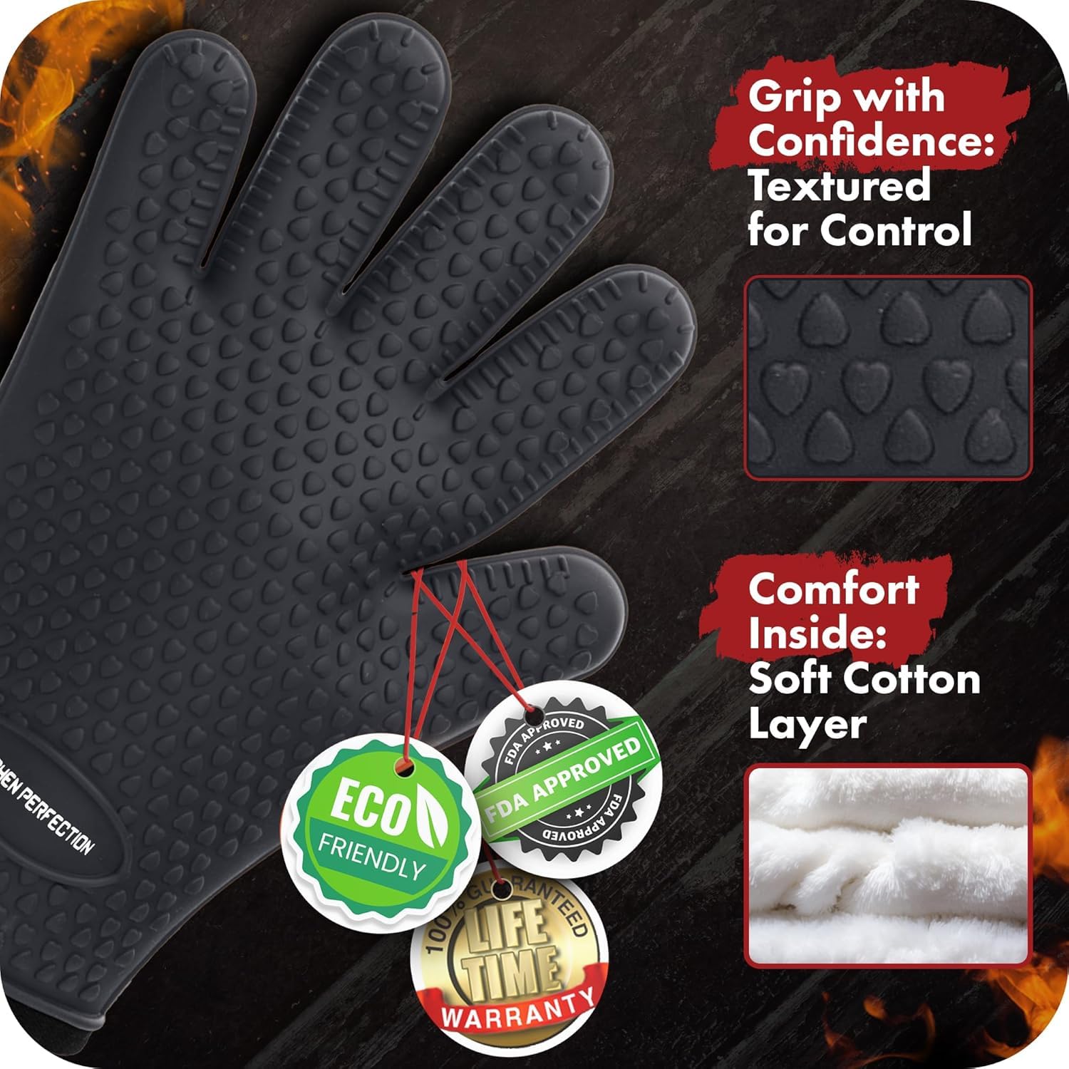 Kitchen Perfection Gants de four pour fumoir - Noir minuit