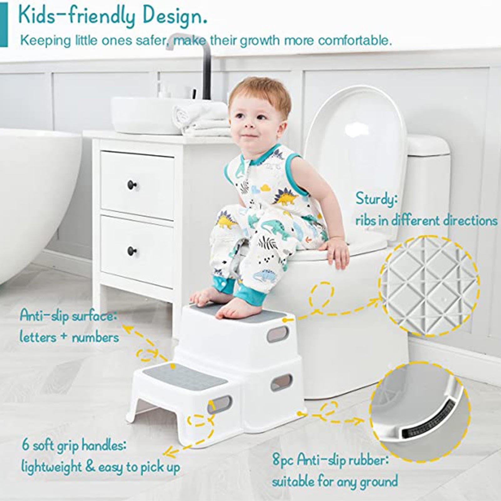 Taburete de baño para caca con revestimiento antideslizante, soporte para posición de sentadillas | Taburete de baño desmontable para niños, adultos, familia, ancianos, ducha, tocador, mesita de noche