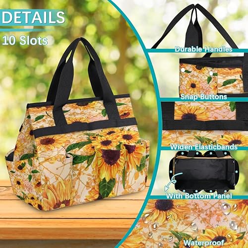 Miniatura 5 de Bolsa de herramientas de jardín de pintura al óleo de girasol para mujeres y hombres, bolsas de almacenamiento de herramientas de jardinería con 10