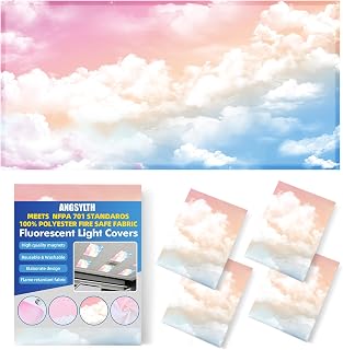 ANGSYLTH 4 Pcs Fluorescent Light Covers with Flame Retardant Certificate