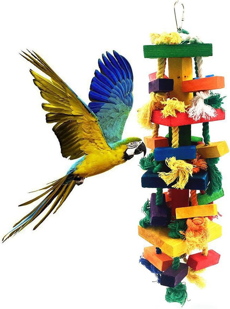 Uheng Bird Parrots Wooden Knots Blocks Chewing Toys, Cage Bite for African Grey Macaws Cockatoos Eclectus Conure Parakeets Cockatiel,…