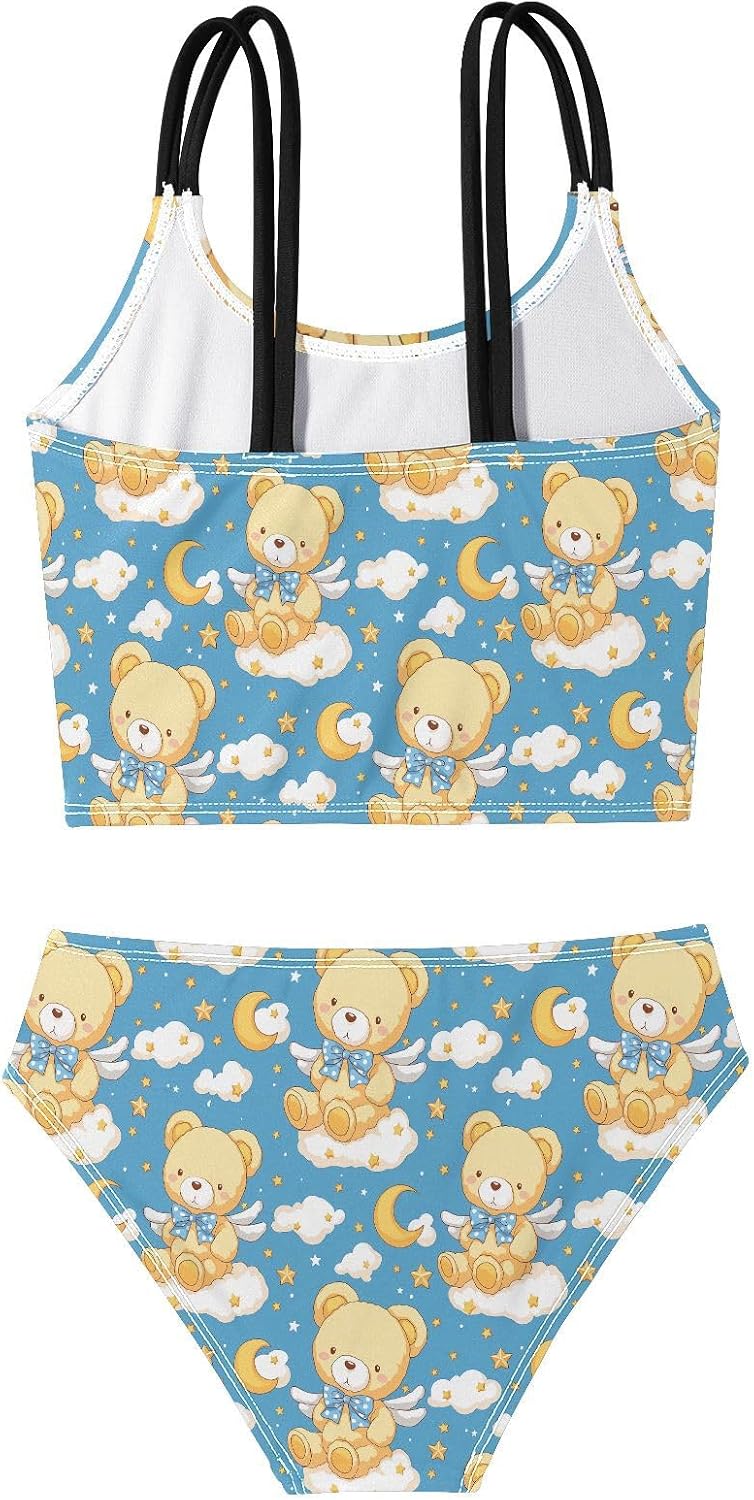 visesunny Girls Two Piece Swimsuits Angel Bear Girl's Bikini Sets Bathing Suits for Girls Size 5-12Y