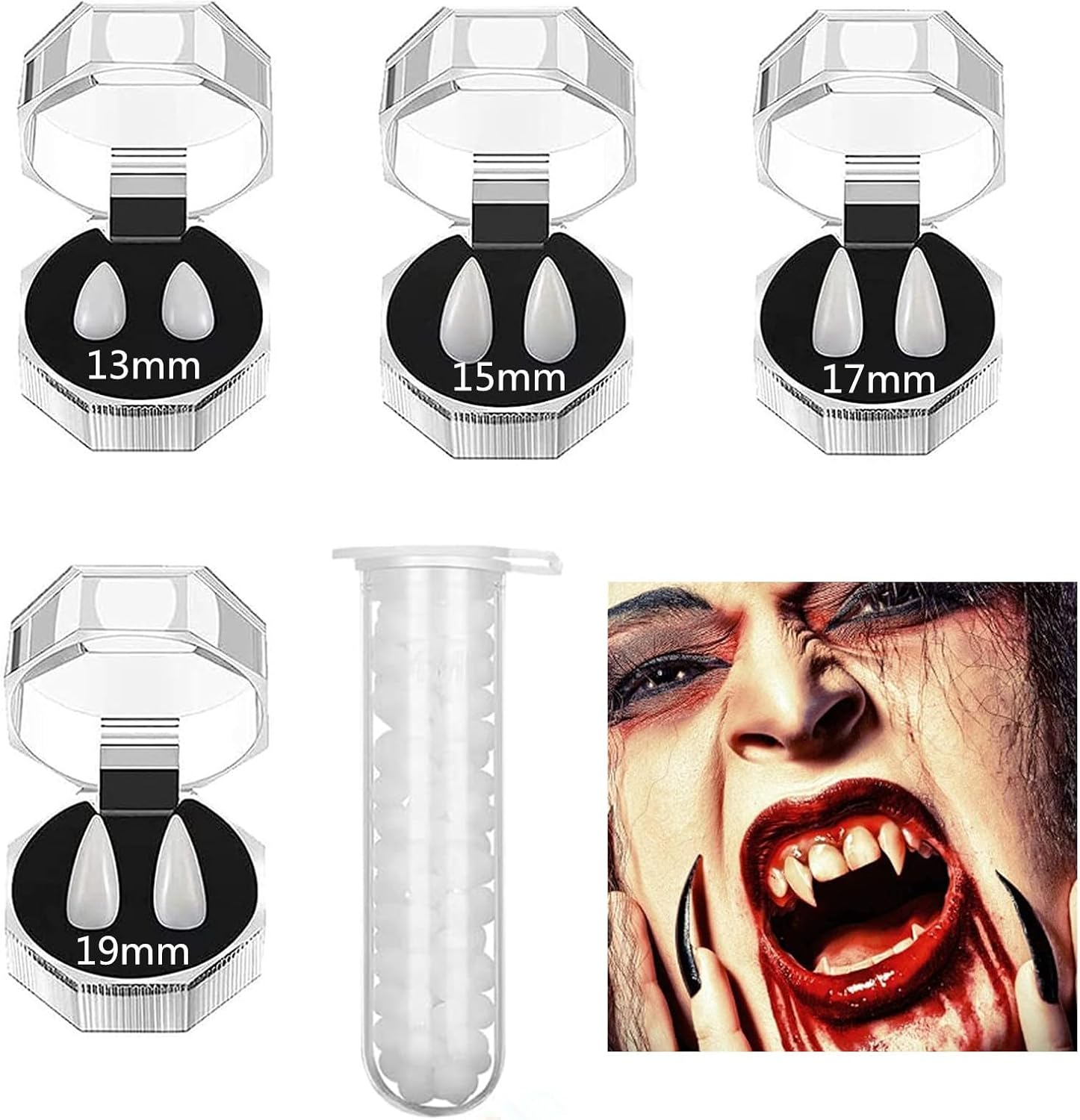 4 Pair Halloween Vampire Fangs with Adhesive