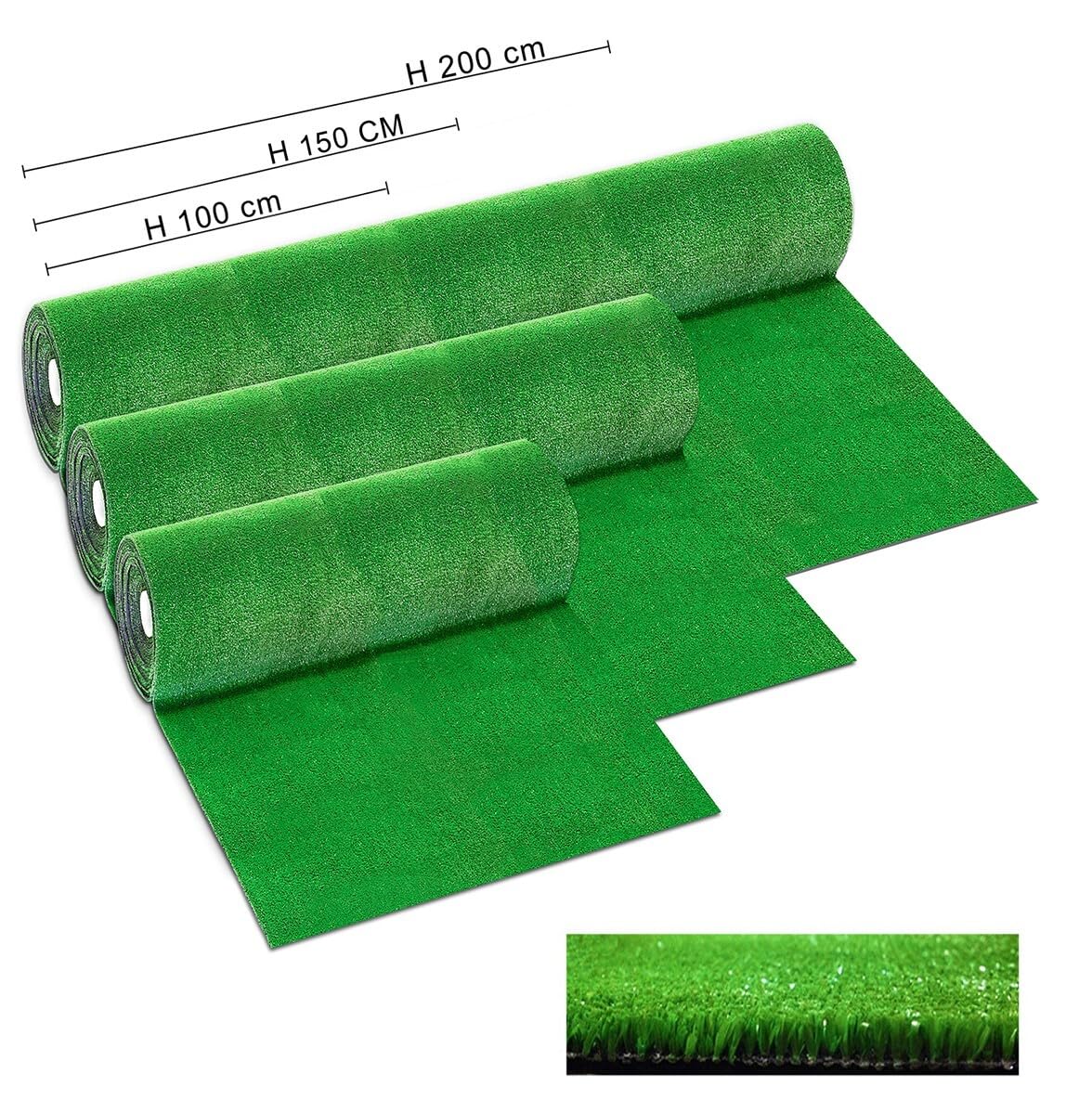 Hierba sintética de 7 mm, drenante, en 50 tamaños, césped verde sintético artificial, recortable, rollo de 2 x 12 m
