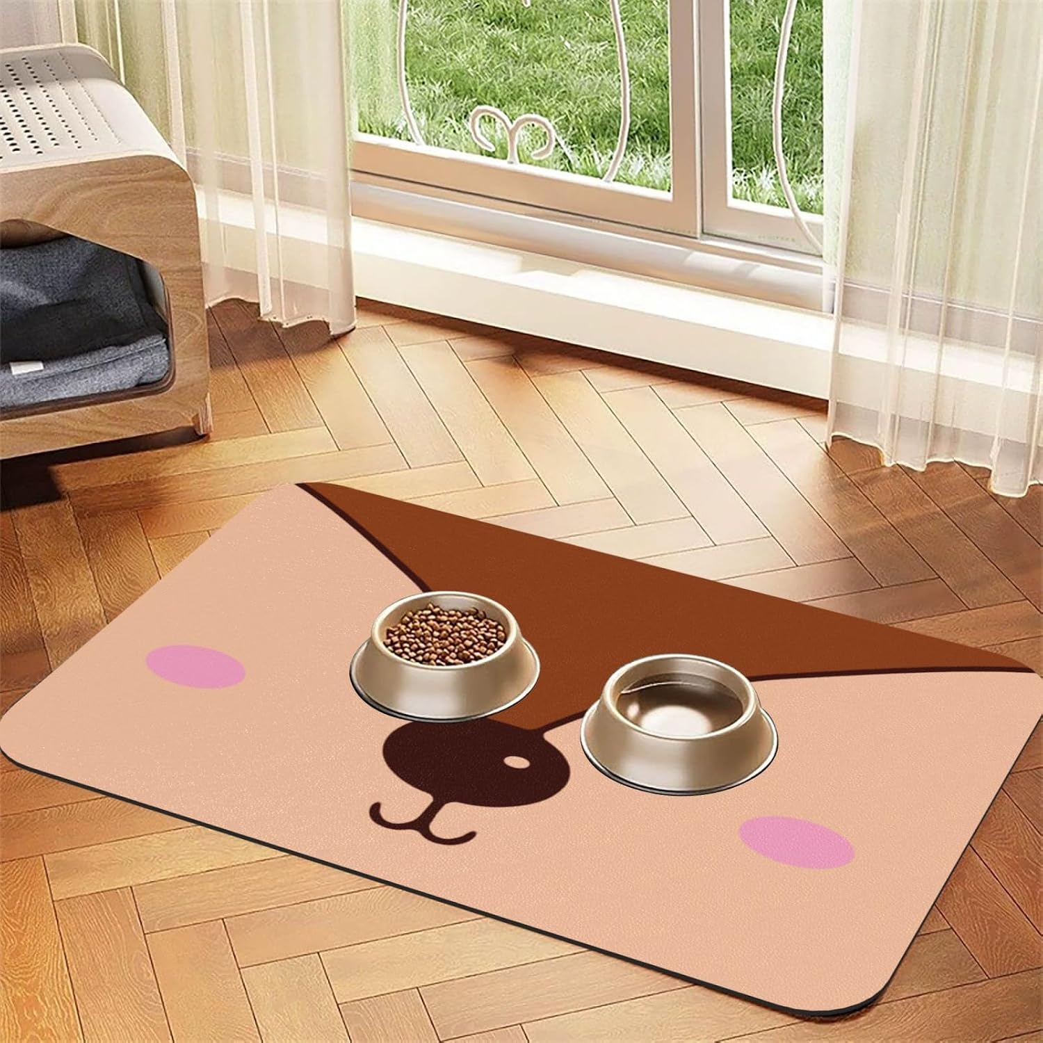 Cute Reindeer Leather Absorbent Pet Feeding Mat Non-Slip for Dogs Cats 40x60cm