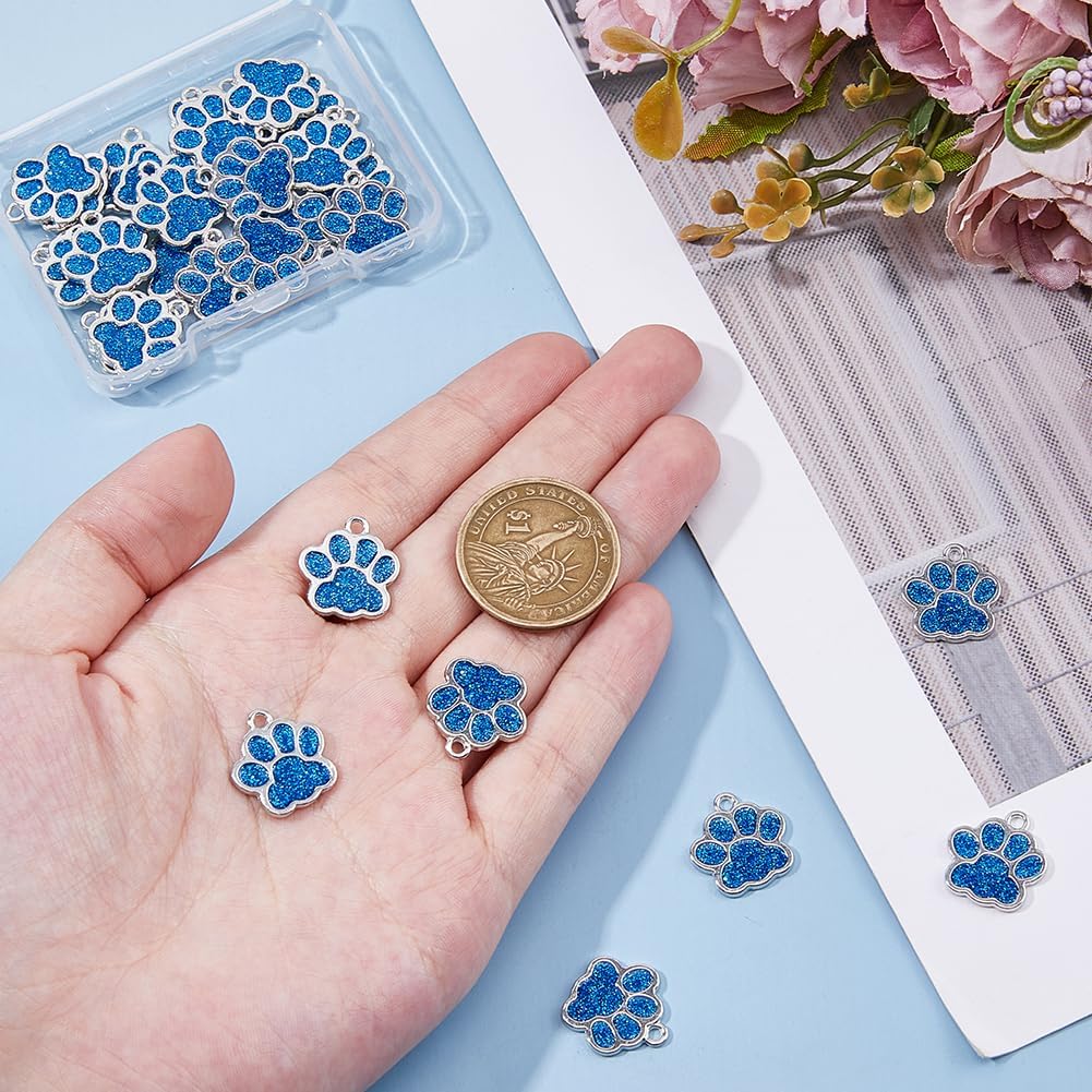 DICOSMETIC Puppy Prints Charms Alloy Dog Paw Print Charm Blue Black Animal Footprint Charms Glitter Bear Paw Charm for DIY Jewelry Making Necklace Bracelet Earring - Image 3