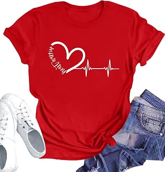CHD Awareness Shirts for Women Heart Disease Tshirt Fighter Support Short Sleeve Casual Tee Tops