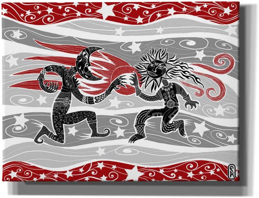 Epic Graffiti ' Sun and Moon' by Dan Fenelon Giclee Canvas Wall Art, 16" x 12", Red