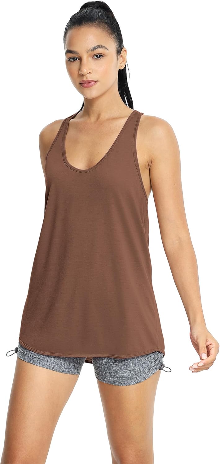 icyzone Women's Racerback Workout Athletic Running Tank Tops Loose Fit (Pack of 2)