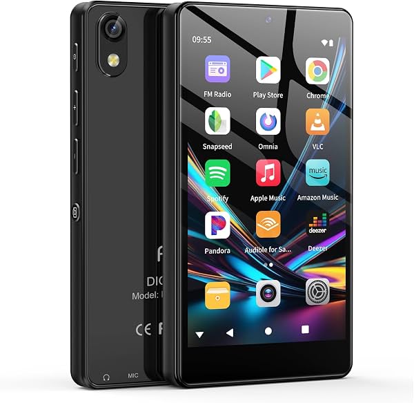 Reproductor MP3 de 32GB con Bluetooth y cámara, Android 13, pantalla táctil de 4 pulgadas y altavoz, compatible con Spotify, control parental, Audible, Play Store