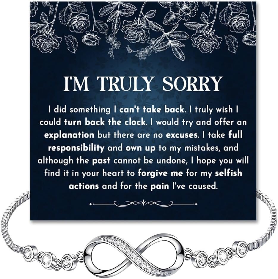 I'm Sorry Bracelet For Her, Forgive Me Gifts For Wife, Apology Bracelet Birthday Gifts For Women, I Love You I am Sorry Infinity Bracelets, I’m Sorry For Hurting You Bracelets With Card And Gift Box