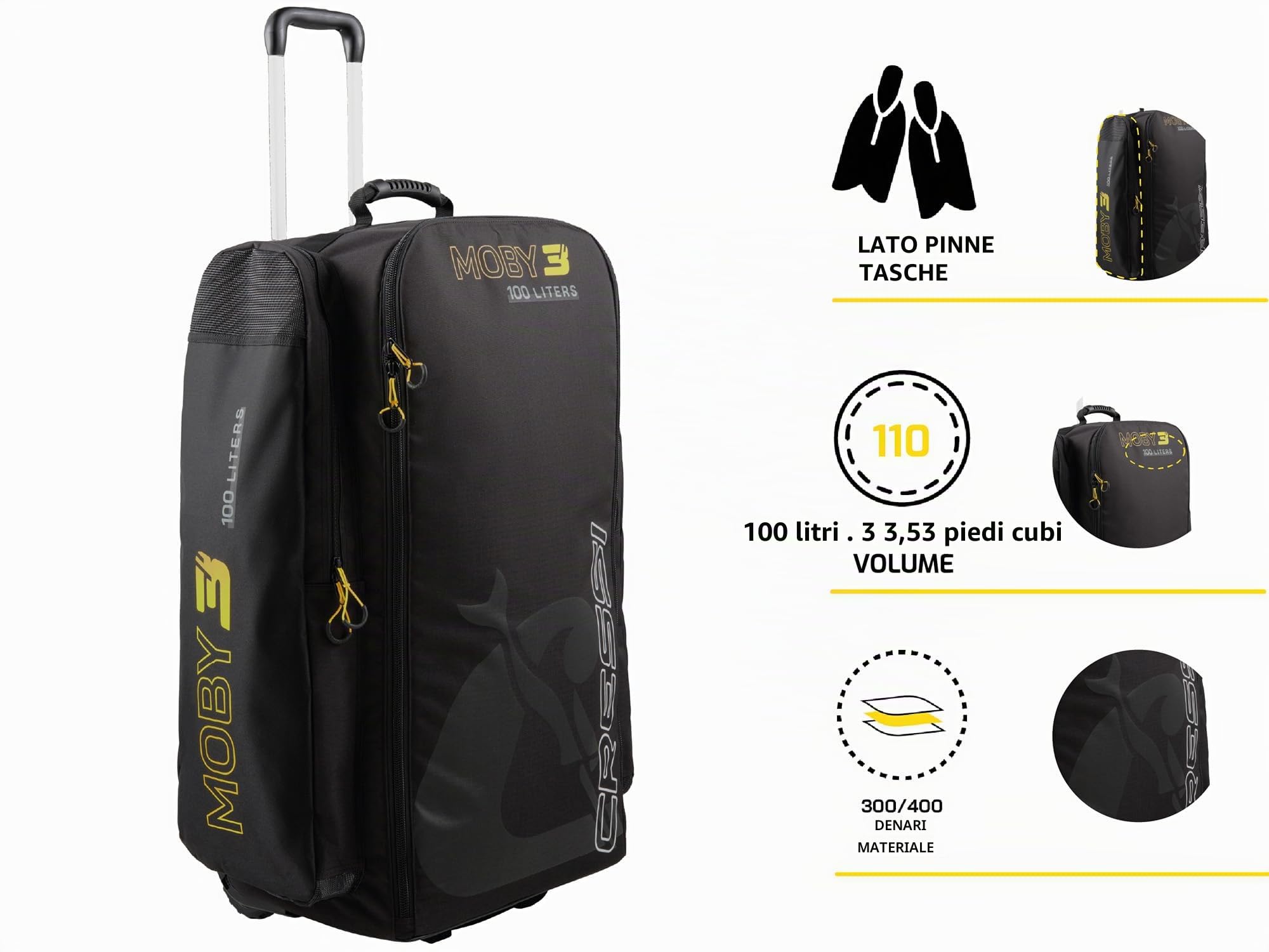 CRESSI Moby Trolley Bag - Robust and Spacious Trolley Bag Ideal for Sporting Activities and Travel, Unisex