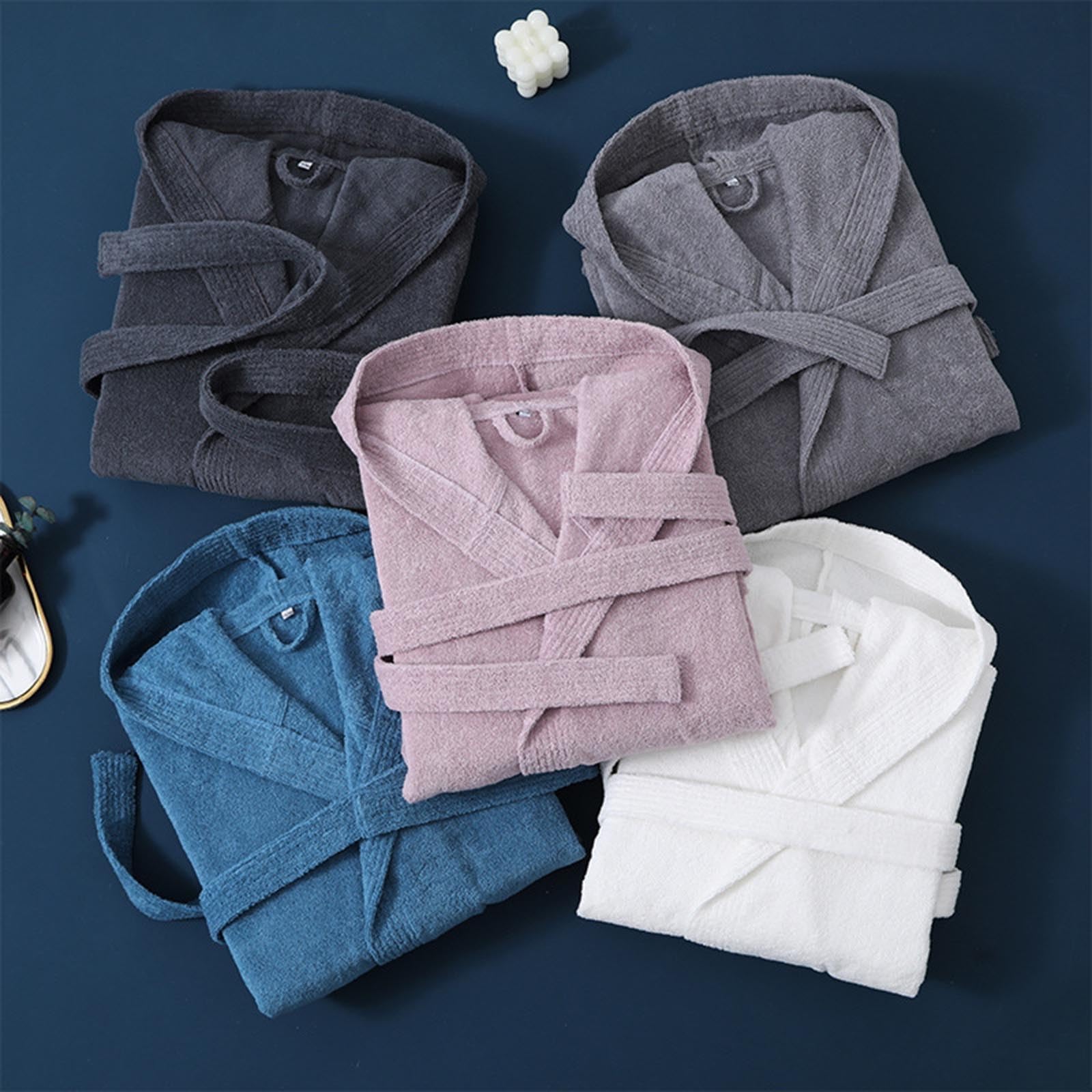 Generisch Albornoz suave y kimono largo de forro polar con capucha, material absorbente, pijama, ropa de salón para spa y comodidad en el hogar