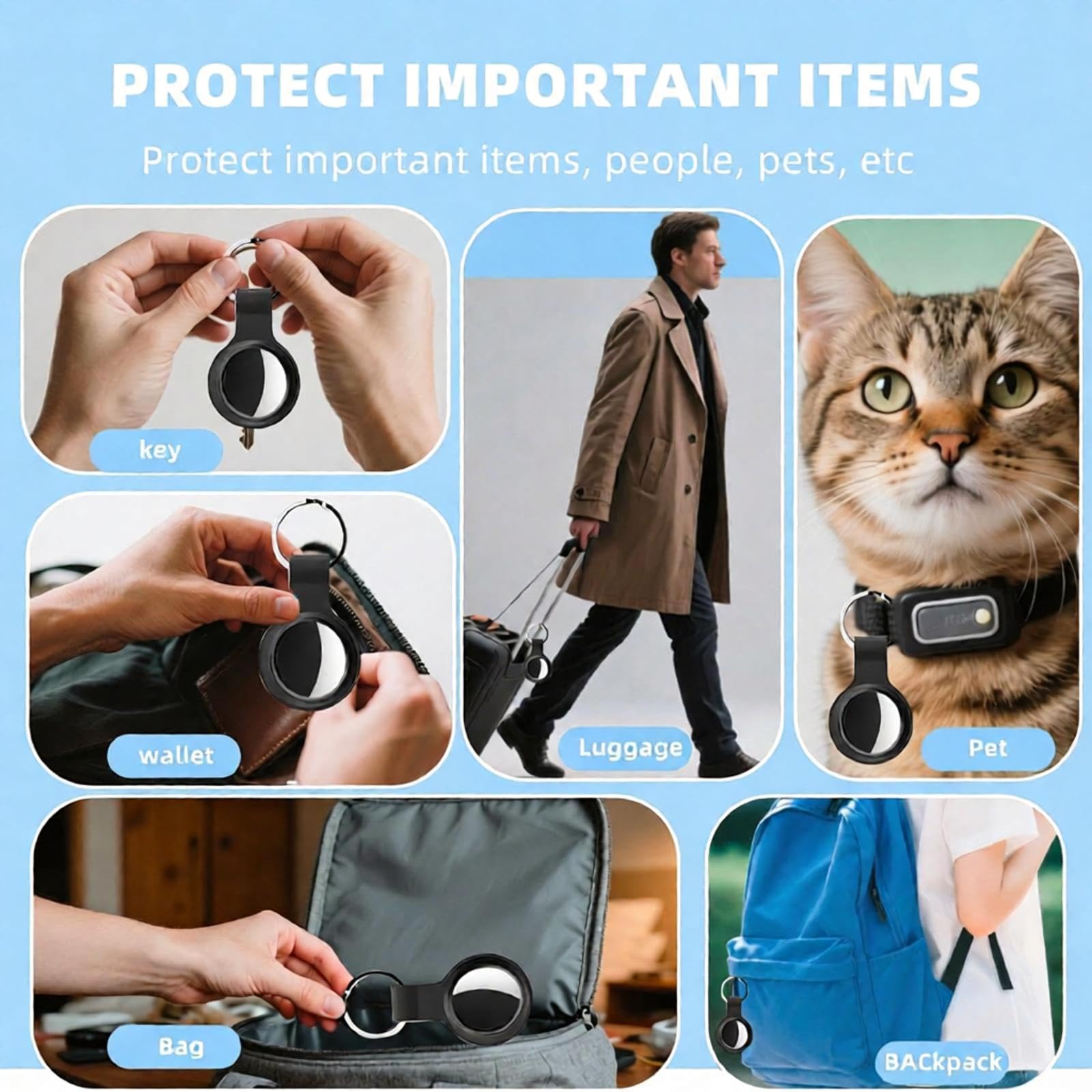 Traceur GPS Chat, Collier GPS Chat Chien sans Abonnement avec iOS/Android, Traceur GPS pour Chat Chien Positionnement Mondial, Air Tracker GPS pour Chats/Chiens/Véhicules/Bagages, Étanchéité IP67