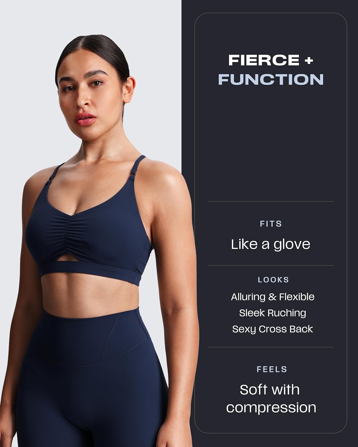 Aoxjox Women's Workout Sports Bras Cross Back Fitness Athletic Velura Ruched Bra PlushFlex™ Yoga Crop Tank - Image 4