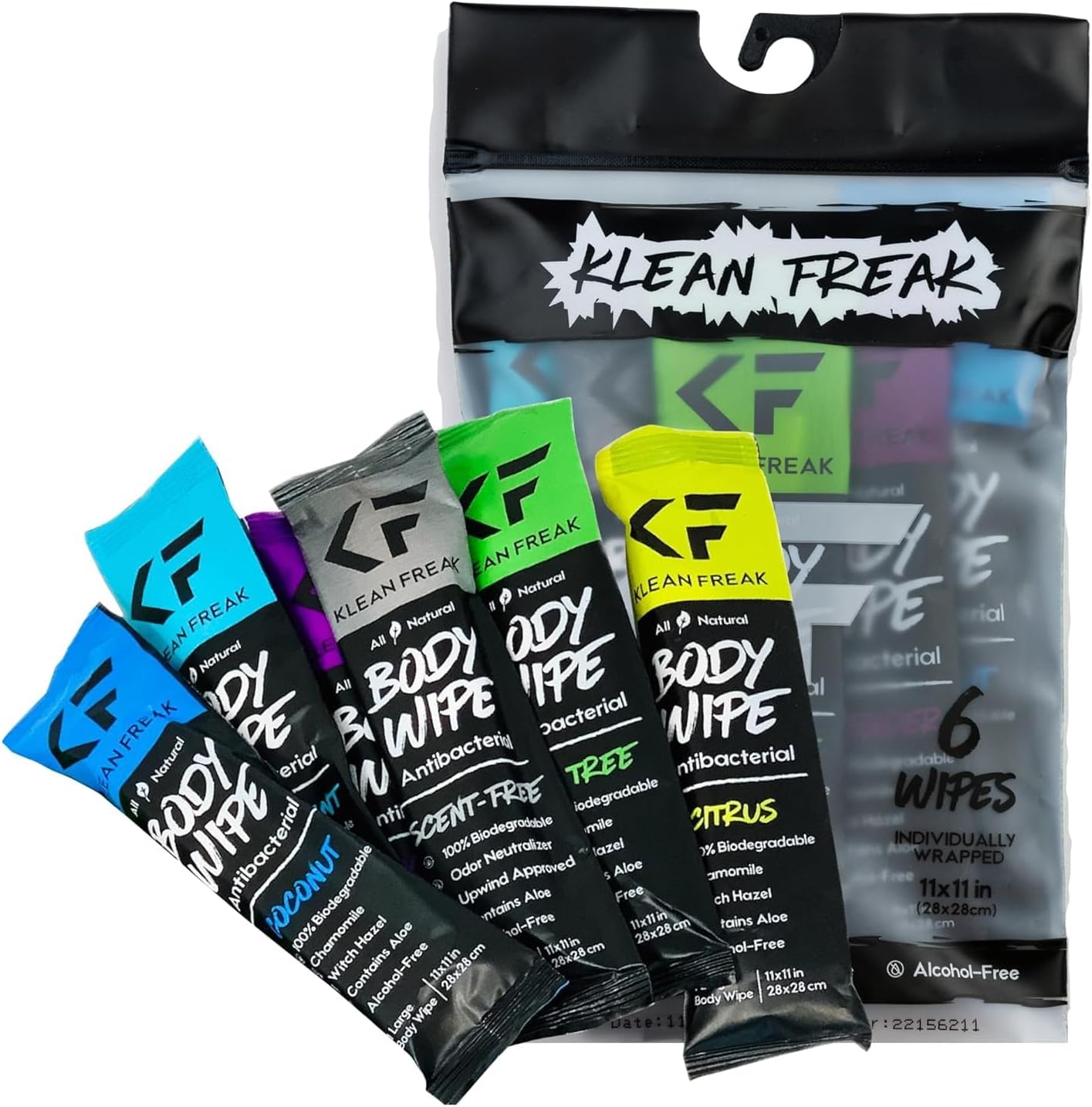 Body 6-Count Wipes - Original Disposable Wipes, Individually Wrapped for the Gym, Workout, Hiking, Travel, and Sport (Mixed Trial 6 Pack)