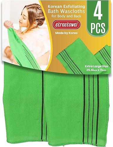Miniatura 3 de etreetowel - 6 paños exfoliantes coreanos asiáticos antiencogimiento con 4 piezas de tamaño extra grande 35.4 x 11 pulgadas
