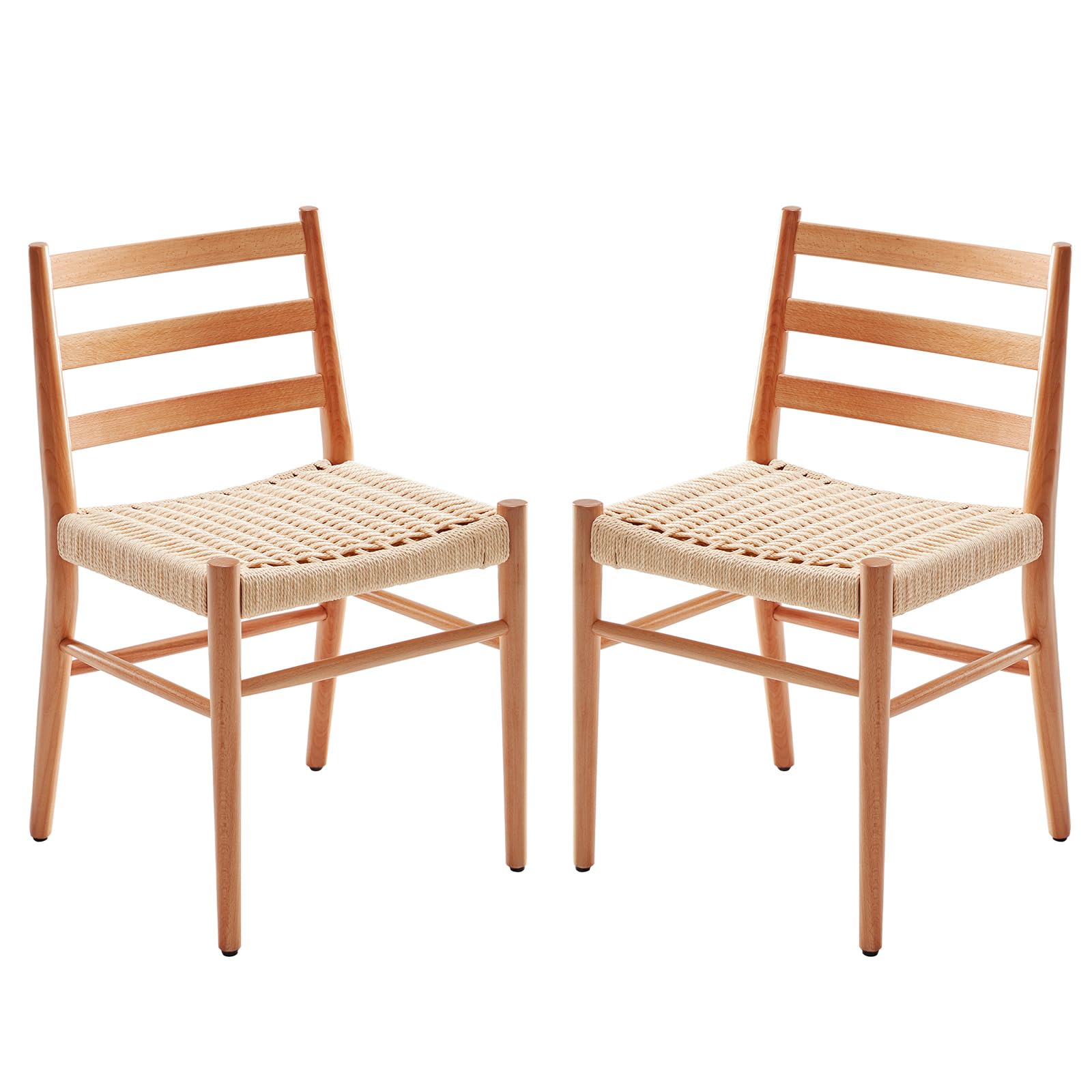 STARY Dining Chairs Set of 2, Woven Rope Seat with Sturdy Metal Frame, Mid Century Modern Dining Room Chairs for Kitchen, Living Room, Restaurant