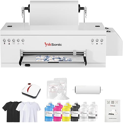 InkSonic R1390 A3 DTF Printer 2025, 13" Transfer Machine for Apparel Printing with Roll/Sheet Feed, One-Click Ink Setup, White Ink Circulation & Auto Cleaning, Versatile Multi-Fabric Printing, C13A