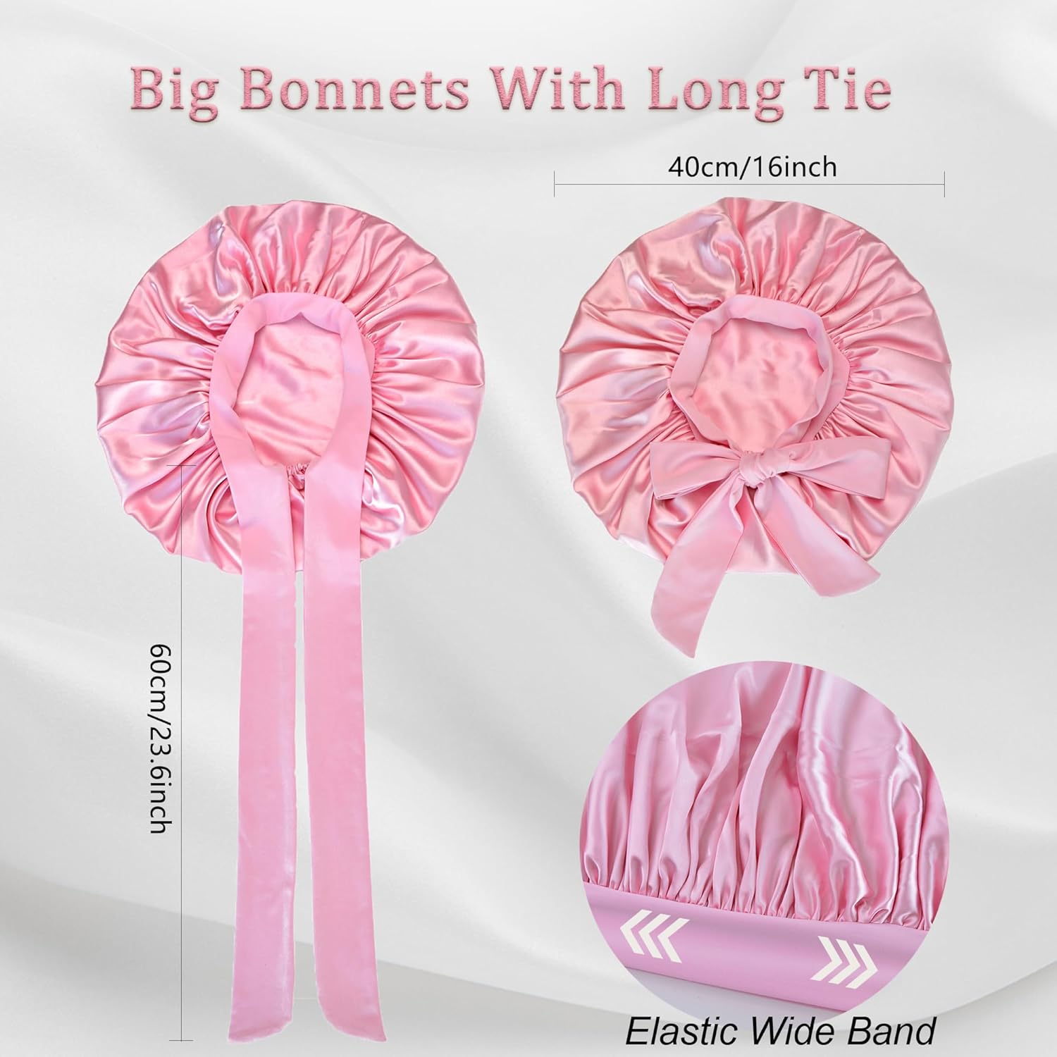 Silk Bonnet for Sleeping Women Satin Bonnet Double Layer Night Sleep Cap with Elastic Tie Band for Curly Natural Hair - Image 4