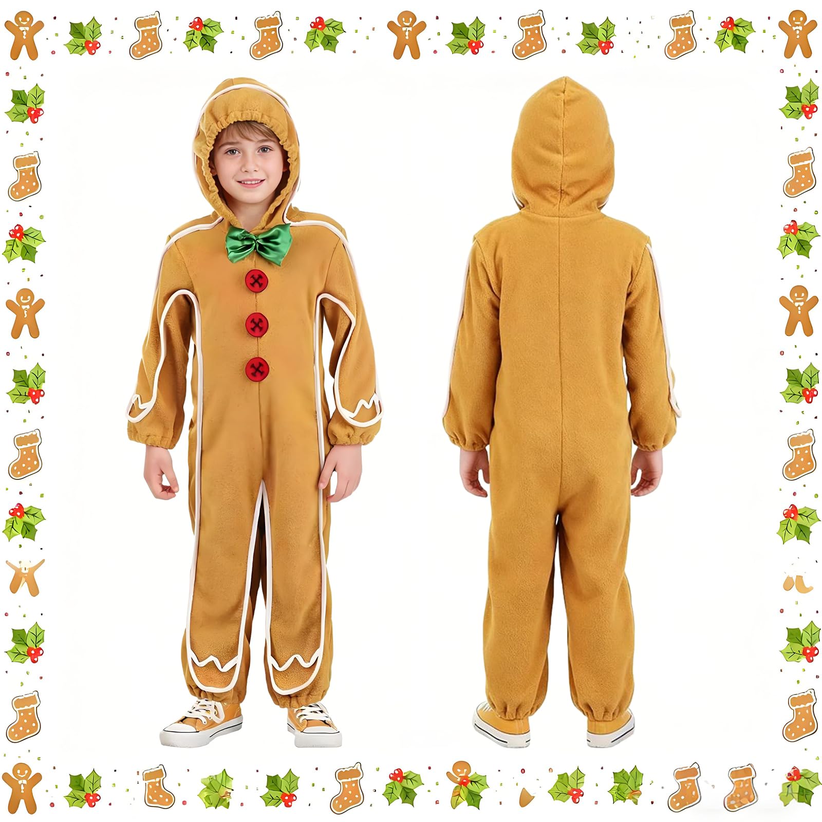 Mprocen Pagliaccetto natalizio con uomo di pan di zenzero giallo, tuta gialla adatto per feste di Natale in costume