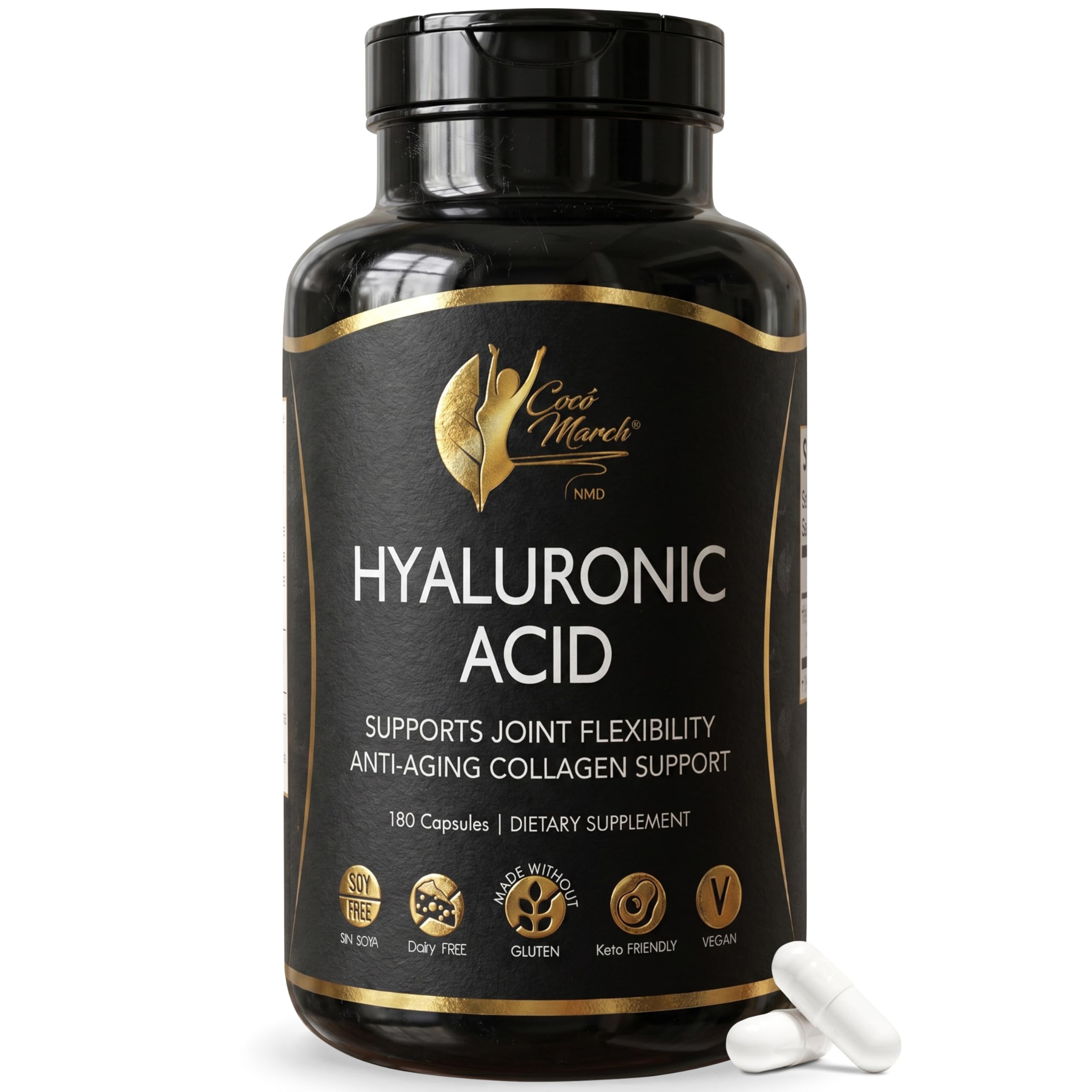 Cocó March N.M.D Hyaluronic Acid Low Molecular Weight – Collagen Support for Skin, Joints & Cellular Hydration – Gluten Free, Soy & Dairy Free, Vegan, Keto Friendly, 6-Month Supply, 180 Servings