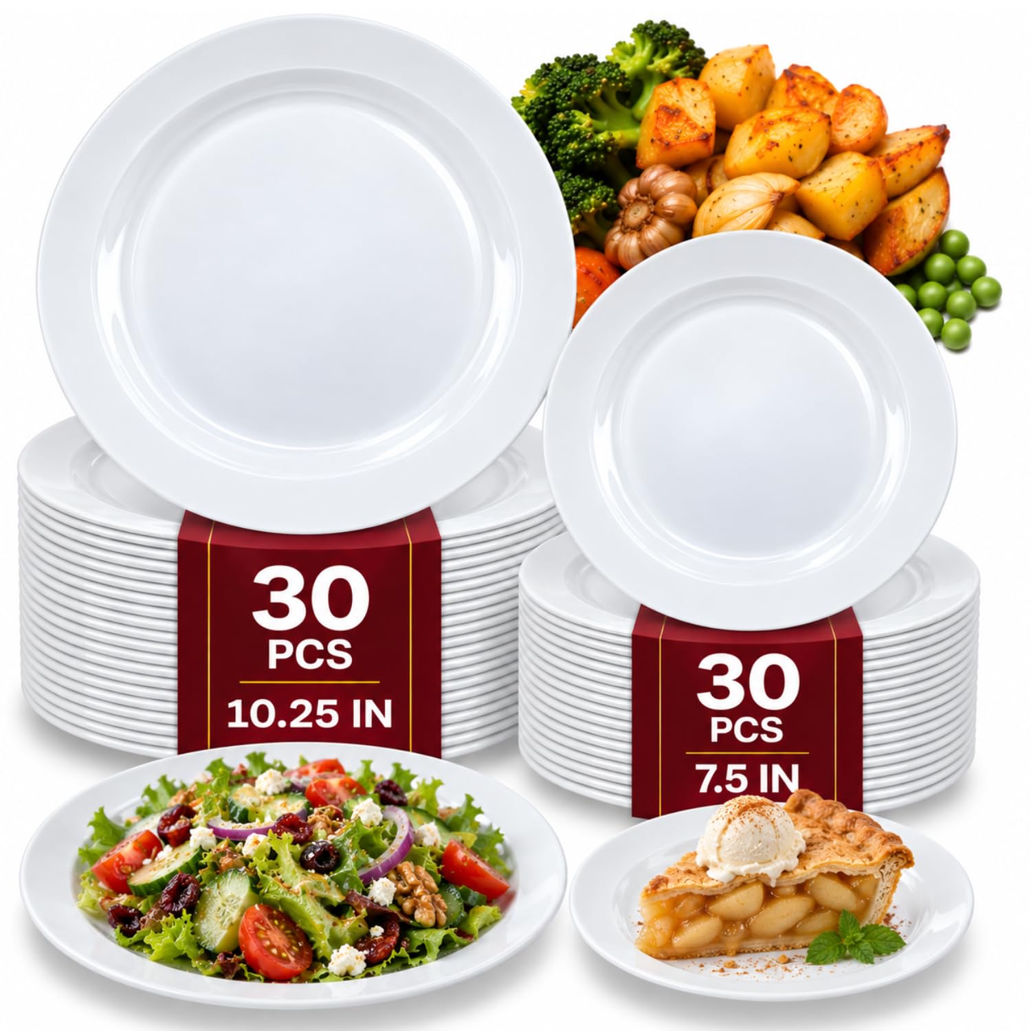 White Disposable Plates - 60 Pack for Parties -13