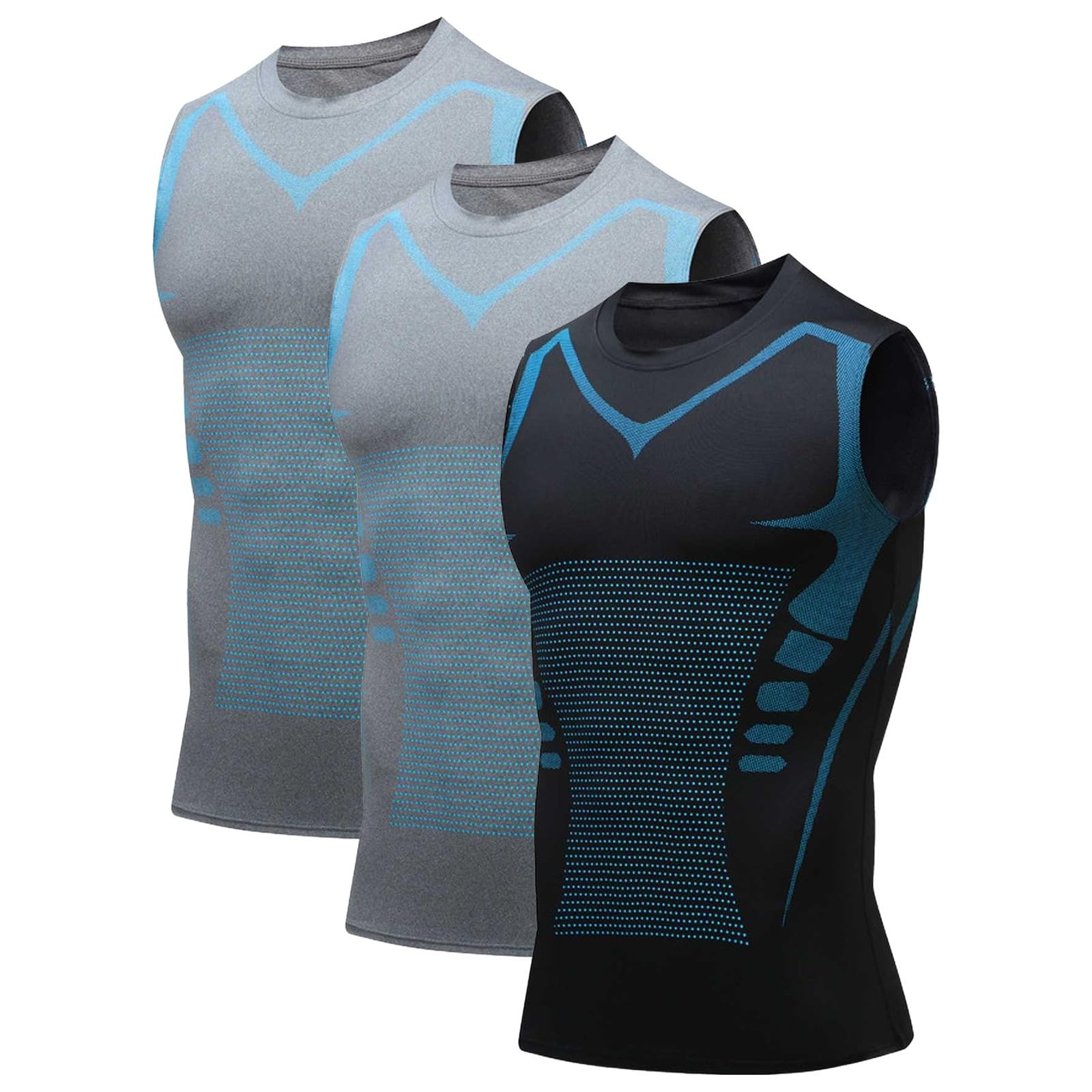 Débardeur de Compression Homme Lot de 3 Maillot de Corps Gainant Ventre Plat Hommes Shirt Sports Débardeurs de Gym pour Homme t-Shirt sans Manches pour Le Fitness et la Musculation Tops Haut