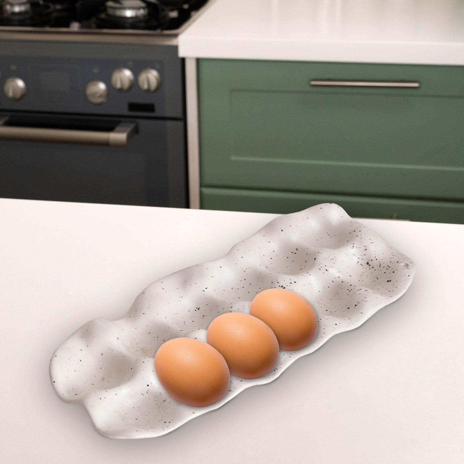 Soporte para Huevos, Dispensador de Huevos Portátil, Recipiente Moderno para Huevos Esmaltado, Bandeja para Huevos para Armario, Nevera, Refrigerador, 12 cuadrícula, Individual