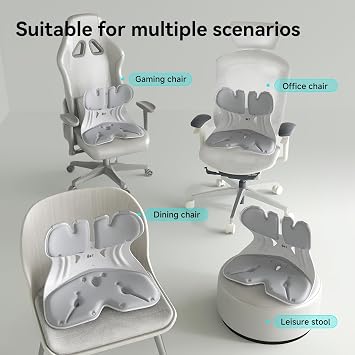 BKT Seat Cushion Chair Ergonomic Office Chair Cushions Lumbar Support for Seat Pillow Ideal for Students Office Workers Nursing Mothers Long Sitting Outdoor Fishing Floor (XL-Silvery Grey)