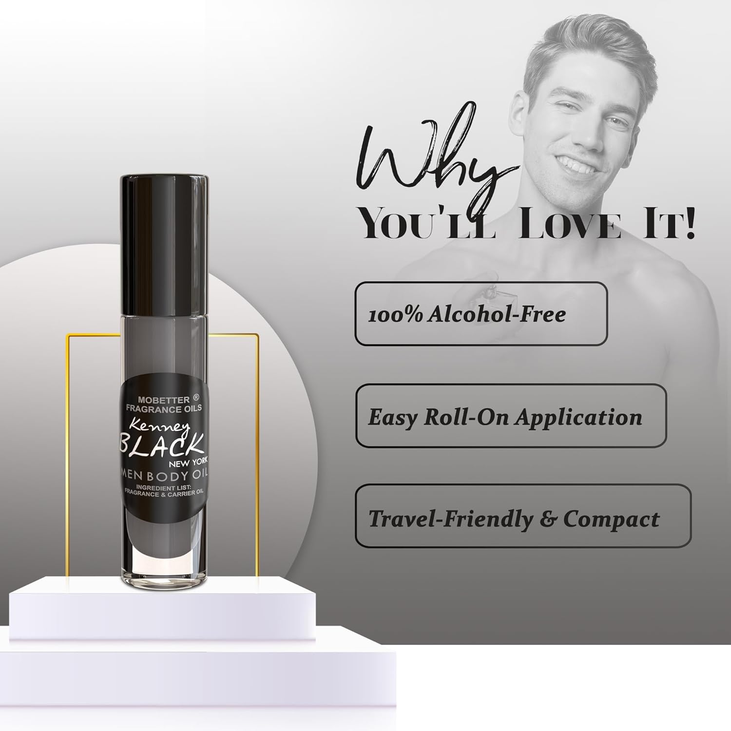 MOBETTER FRAGRANCE OILS Kenney Black New York Men Fragrance Body Oil 0.33 Oz Roll On Glass Bottle, Travel Size, Long Lasting - Image 4