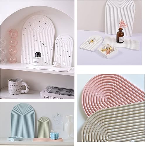 Miniatura 6 de Juego de 2 bandejas de silicona de resina de silicona moldes de fundición de silicona epoxi en forma de onda para tazas de frutas y dulces soporte