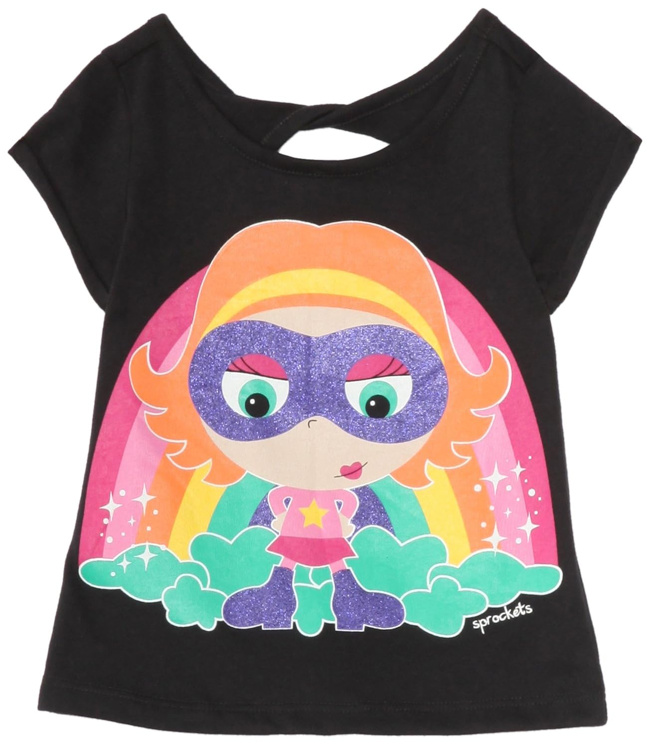Buy Sprockets Little Girls' Light Bright Screenprint Back Keyhole Top, Black, 3T at Amazon.in
