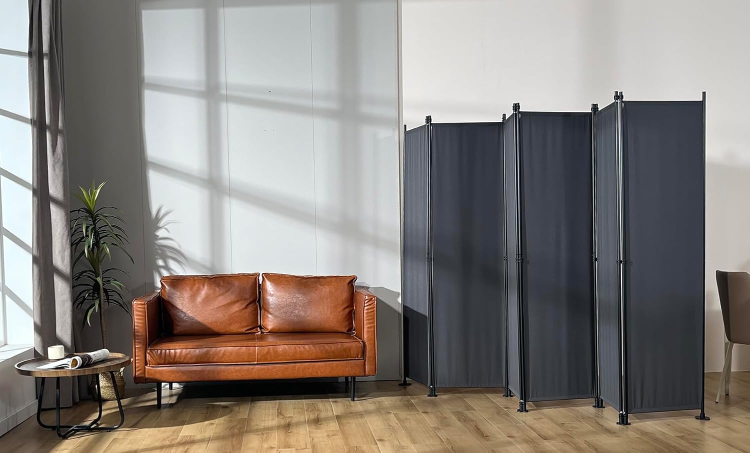 MAYOLIAH 6 Panel Room Dividers Folding Privacy Screen, 9ft Wide 6ft
