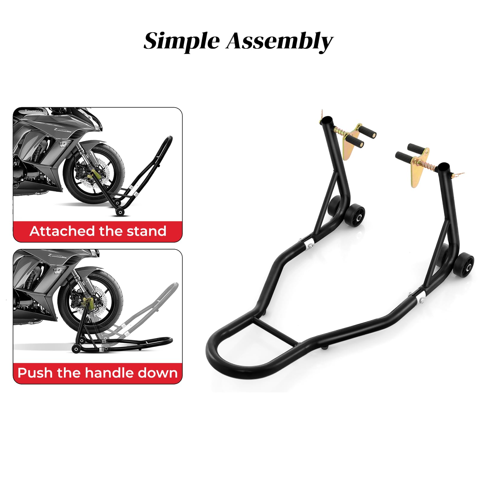 GiantexUK Cavalletto anteriore regolabile su ruote, in metallo resistente, per officina, garage, officina, officina, officina (nero)