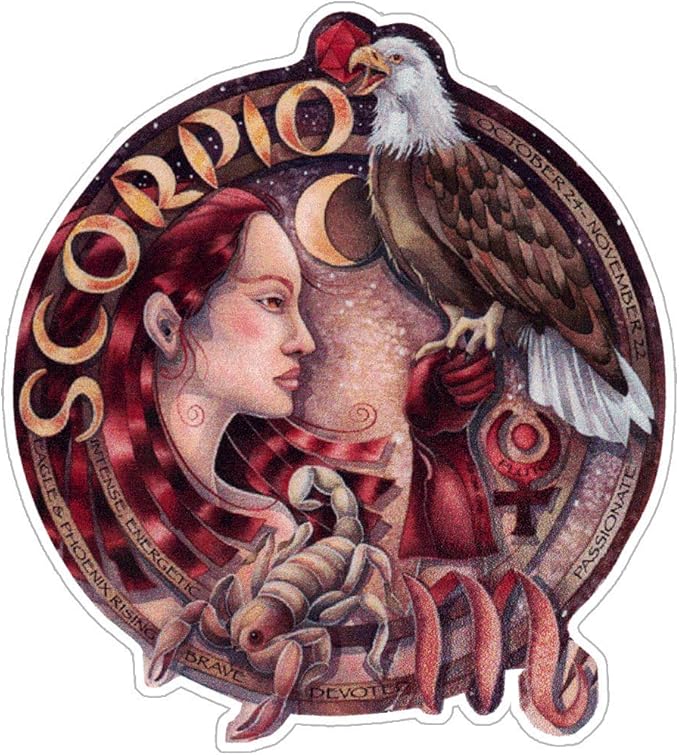Scorpio Astrological Zodiac Horoscope Sign with Eagle and Scorpion - Bumper Sticker/Decal (4.25