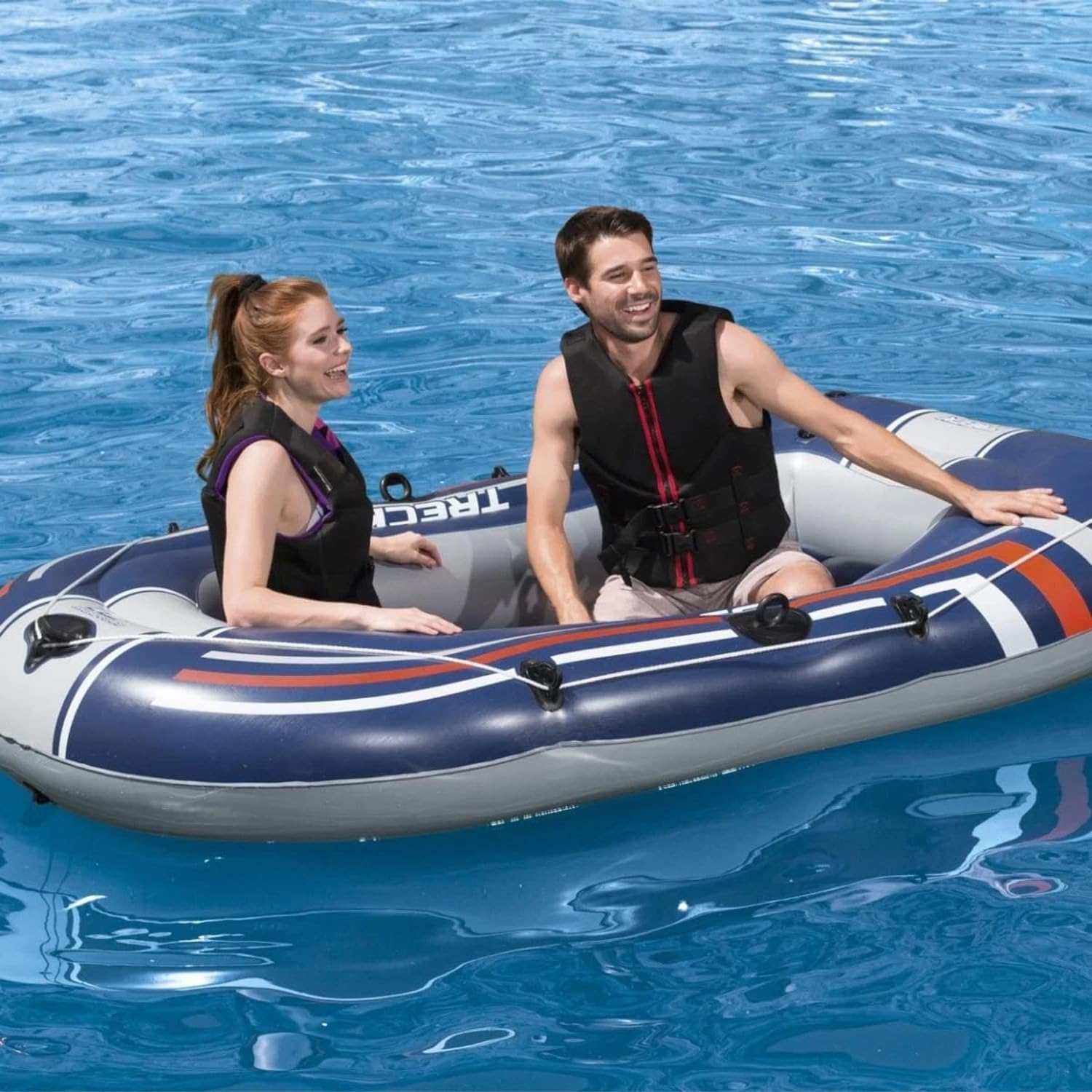 Canotto Gonfiabile per Due Persone 2,28x1,21 m - Ideale per Escursione, Relax e Divertimento in Fiumi, Laghi e Mare - Realizzato in Materiali Resistenti e Durevoli - Capacità di Carico 170kg