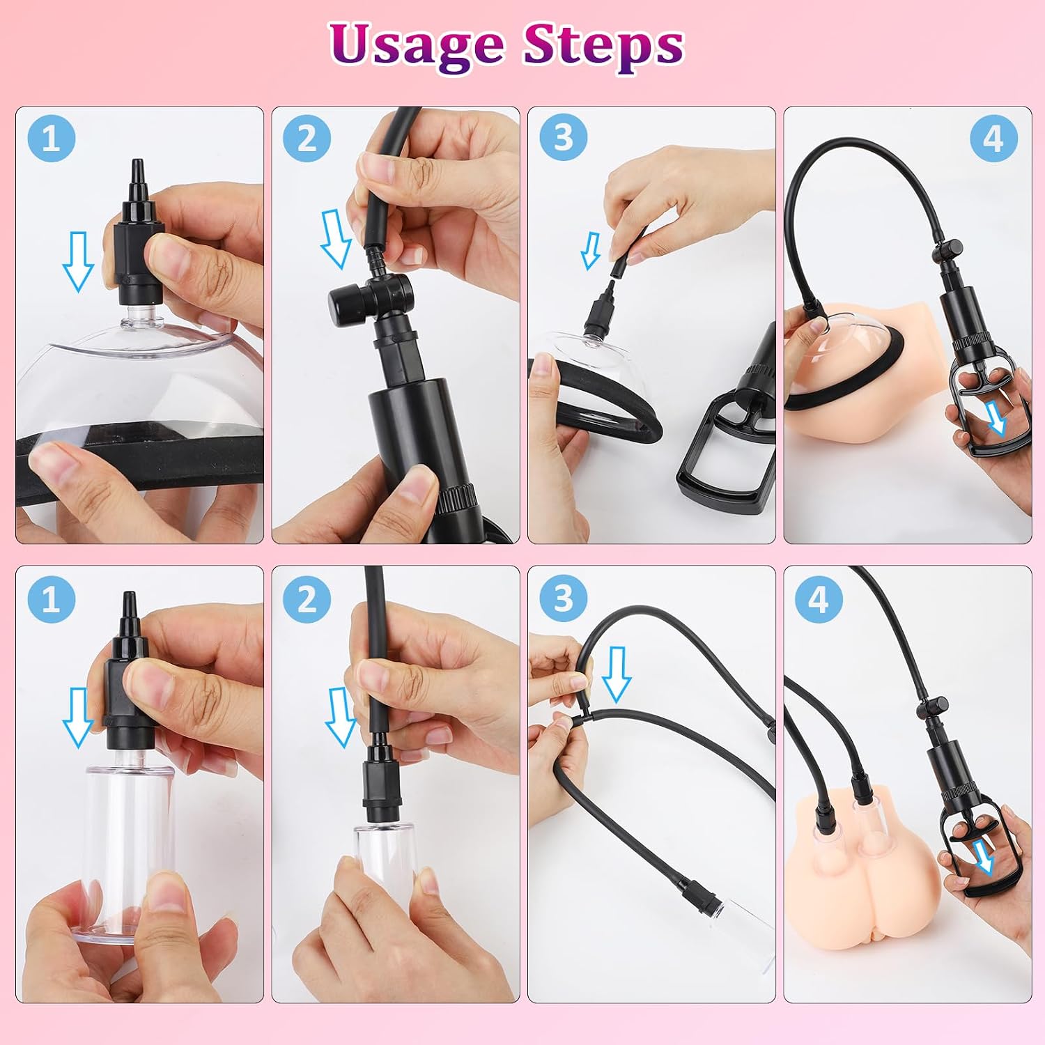 Pussy Pump Nipple Sucking Toys Women Sex Toy, Sex Toys for Female Vacuum Vagina Pump Nipple Pussy Sucker with 4 Cups, BDSM Adult Sex Toys Clitoral Sucking Toys Include 2 Pussy & 2 Nipple Cups