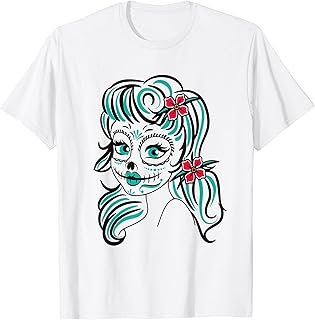 Sugar Skull Día de los Muertos México Calaveras Mujer Tattoo Camiseta