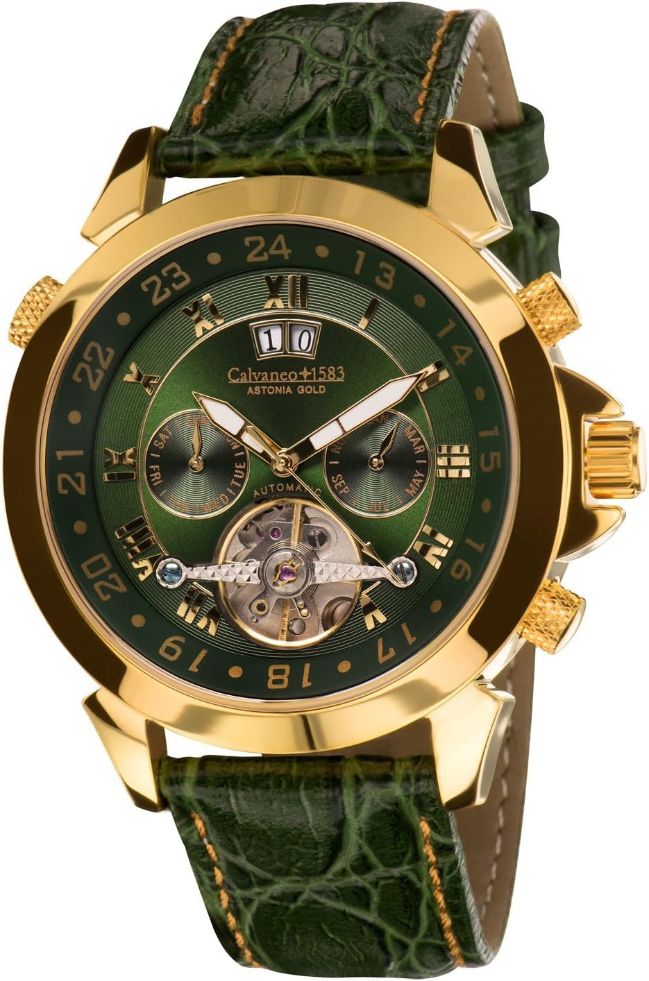 1583, 107923, Men's Watch, Astonia, Luxury, Britannic, Gold, Analogue, Automatic, Leather, Green