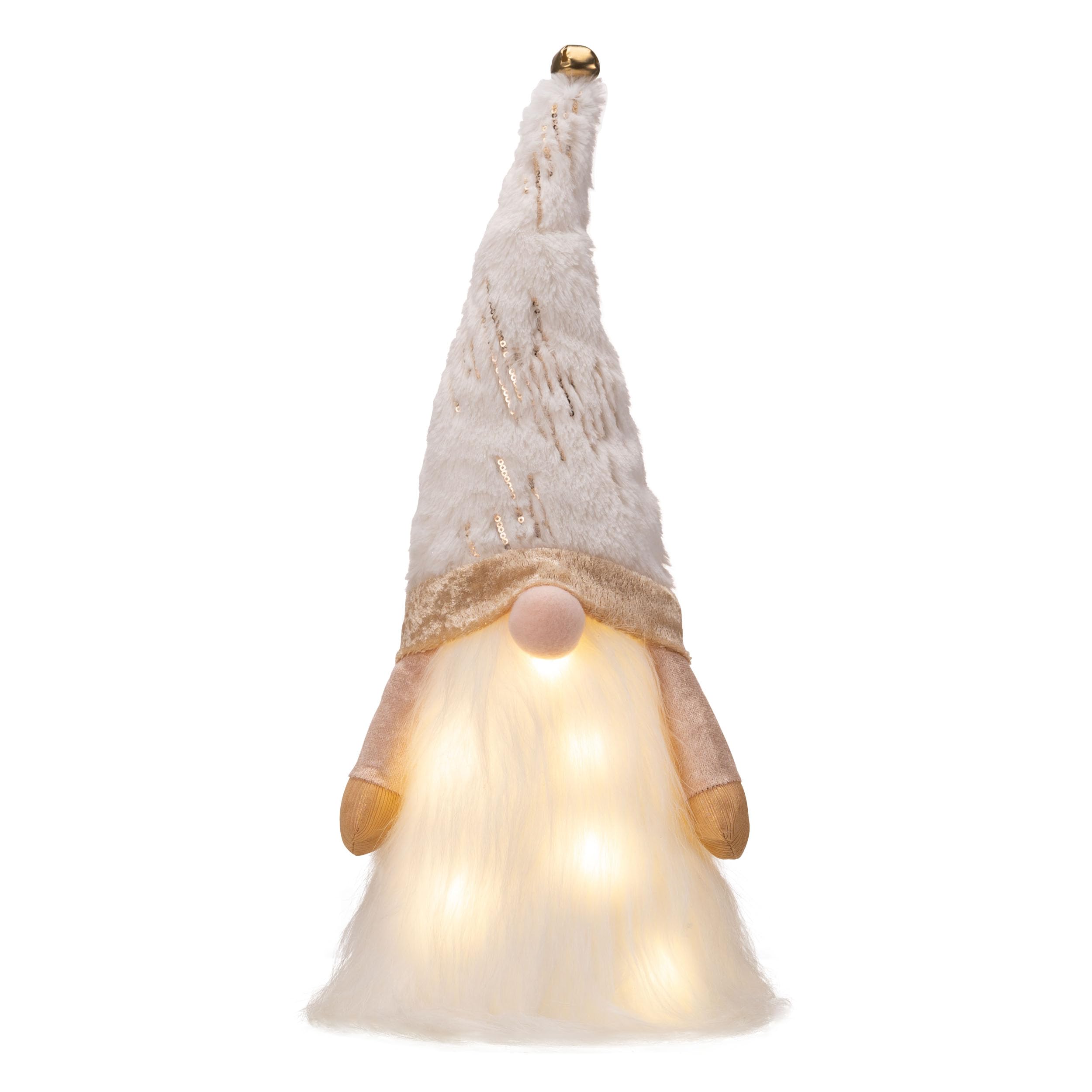 Valery Madelyn Décoration de sommet de sapin de Noël, nain nodique avec étoile blanche et dorée de 41,9 cm, avec 3 lumières LED chaudes, boîte à piles minuteur (piles non incluses), parfait pour un