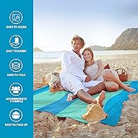 Vista 24 de Beach Blanket Oversized Extra Large 78" X 81",Waterproof Sandproof Beach Blanket 1-7 Adults Lightweight Durable for Travel Camping Hiking Picnic