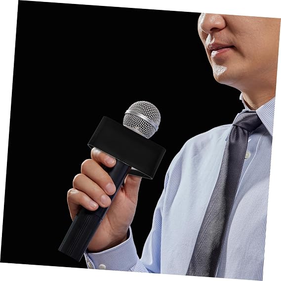NUOBESTY 2pcs Conference Microphone Logo Cover Tiny Microphone Stand Clip for Desk News Anchor Mic Prop Mic Accessories