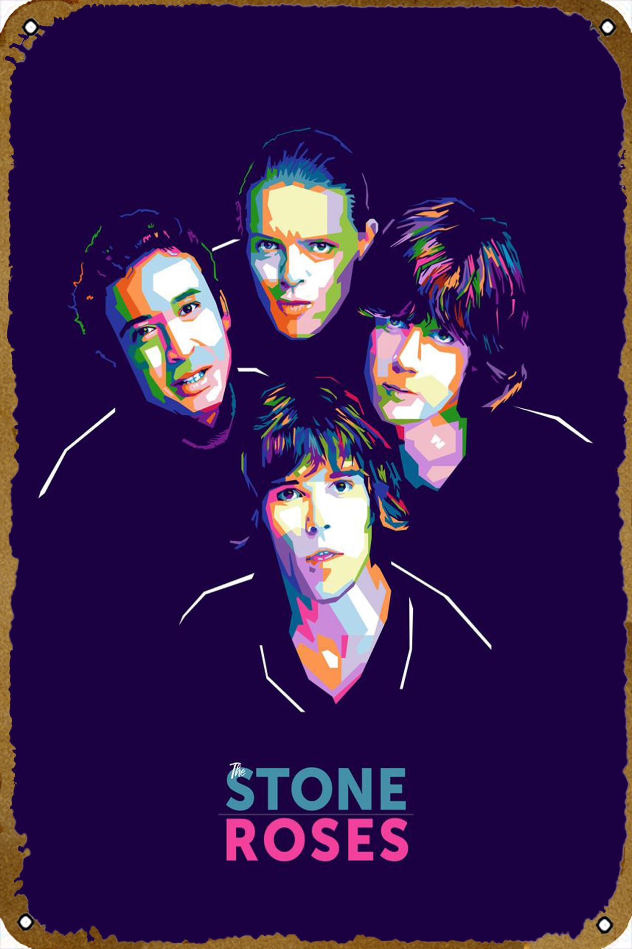 Stone Roses Poster Retro Metal Tin Sign Wall Home Wall Art Metal Tin Sign,cave,bar,Club,Home Wall Art Metal Tin Sign 8x12 Inches