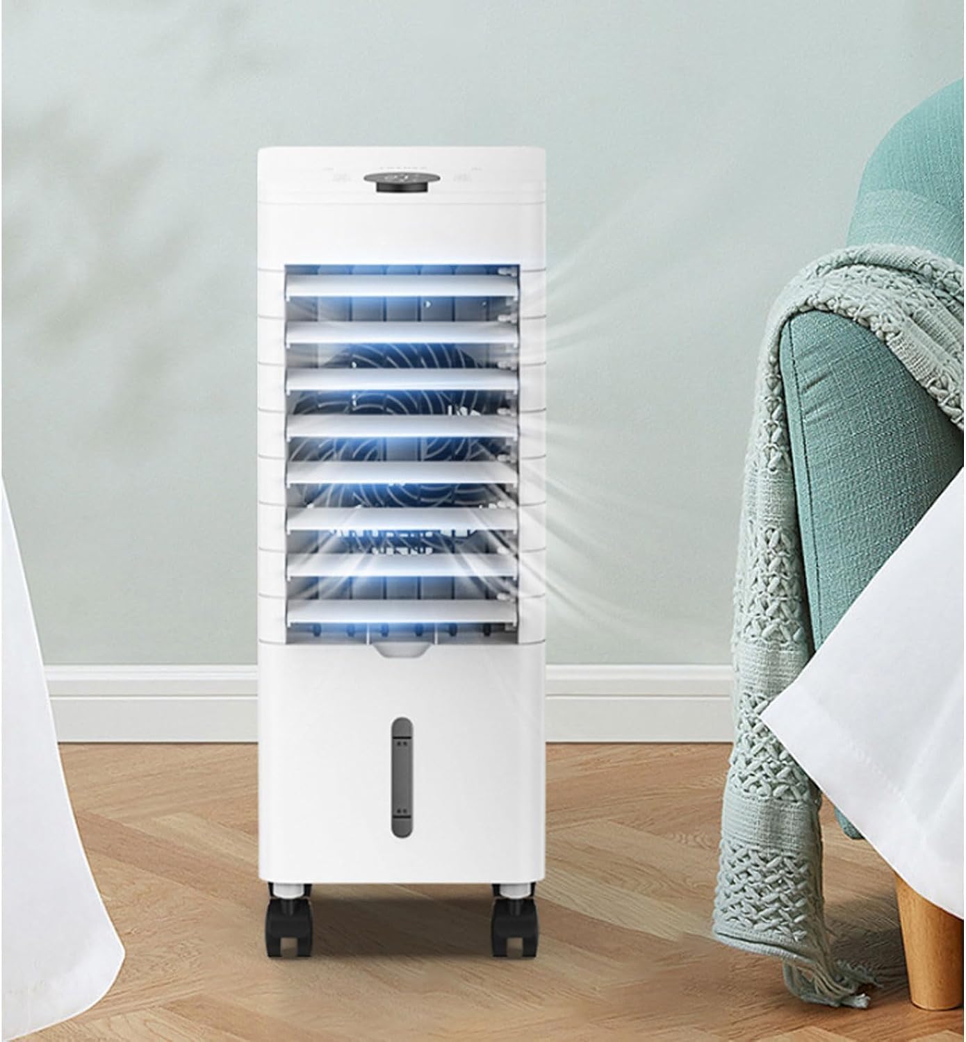 ZHENCHAO Portable Water Cooling Fan, Windowless Air Conditioner 120° Oscillation, 3 Speeds, 12H Timer, Fast Cooling Evaporative Cooler for Home Office