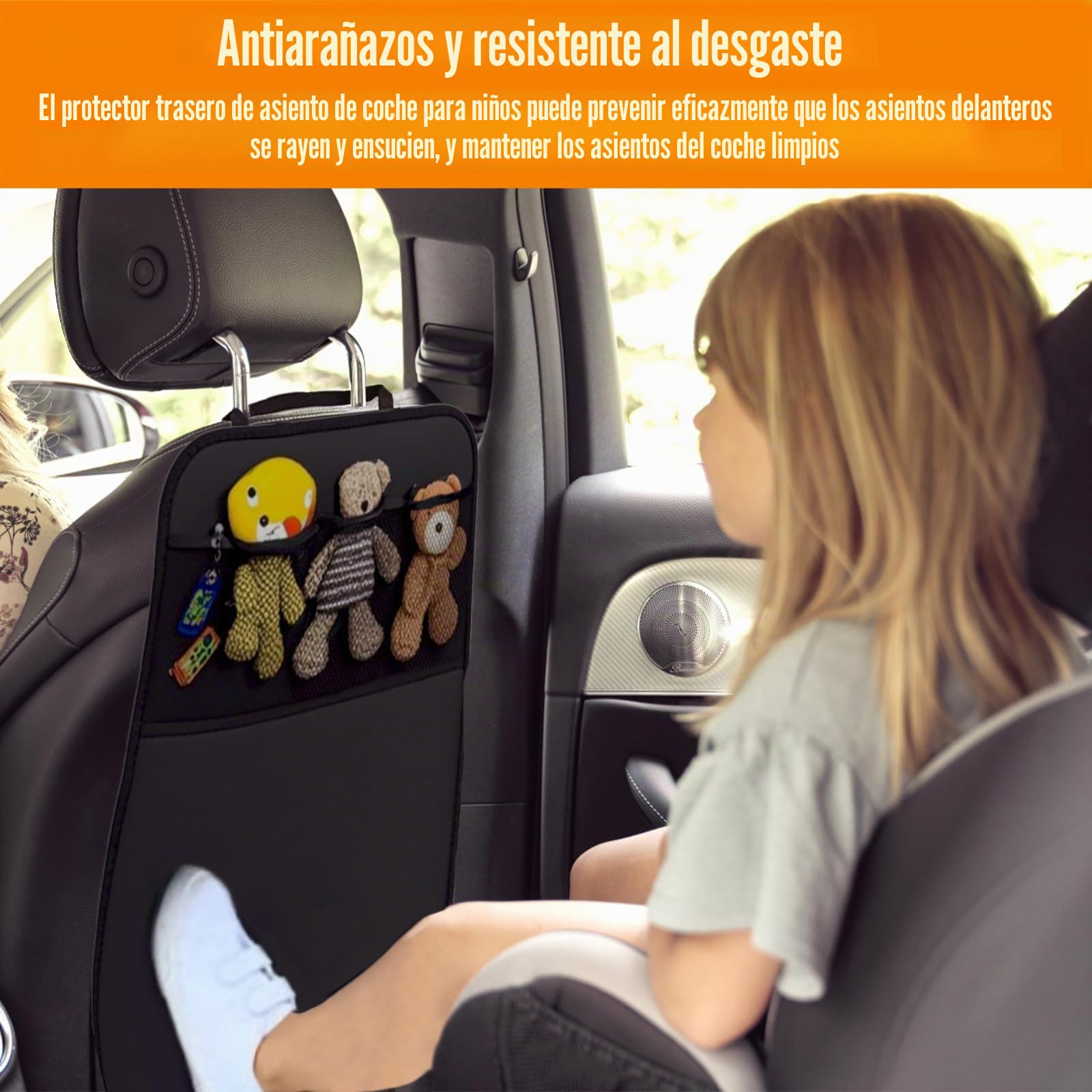 Cubierta Protectora del Asiento del automóvil, 2 Almohadillas antiincrustantes del automóvil, Almohadilla Protectora del Asiento Impermeable para niños, con Bolsa de Almacenamiento (Negro)