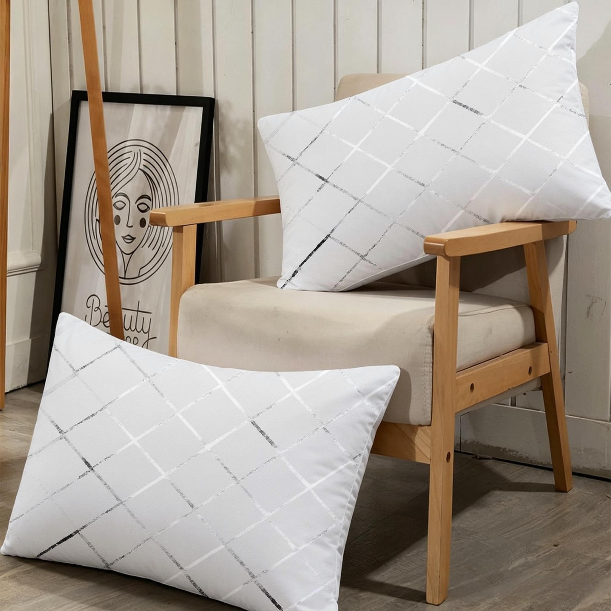 Copripiumino Matrimoniale Strisce Argentate 260x240, ZQ9054 | Traspiranti Durevoli Microfibra, per Tutta la Famiglia, Matrimoniale, per Tutte le Stagioni, con 2 Federe 50x80 cm