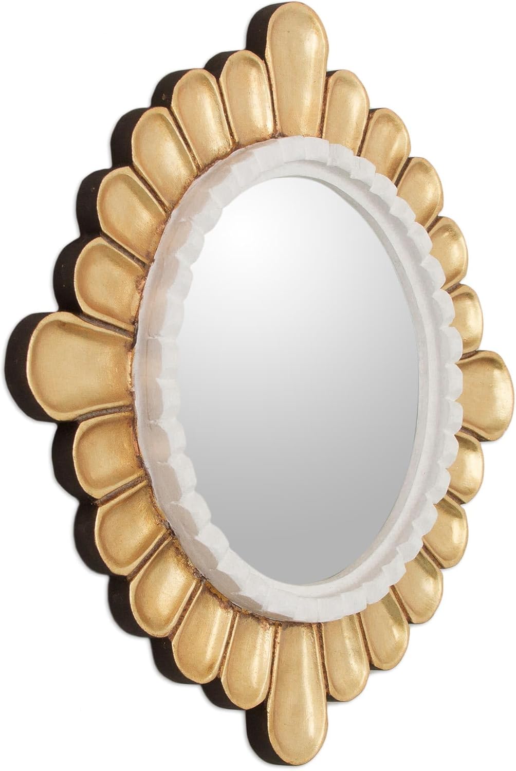 NOVICA Colonial Petals Bronze Gilded Wood Wall Mirror