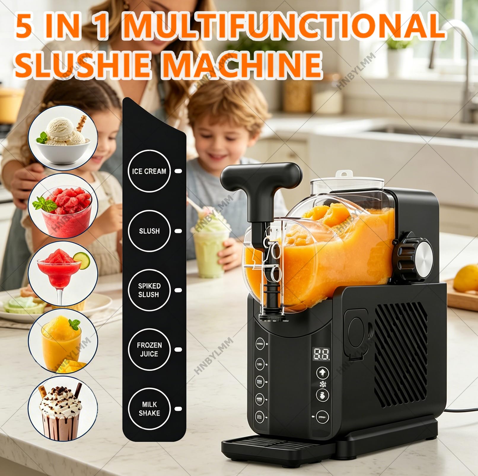Macchina per Gelati, Macchina per Granite da 2 L per Domestico, con 5 programmi preimpostati, Non Richiede Ghiaccio, per Margarita, frappè e frullati, Facile da Pulire