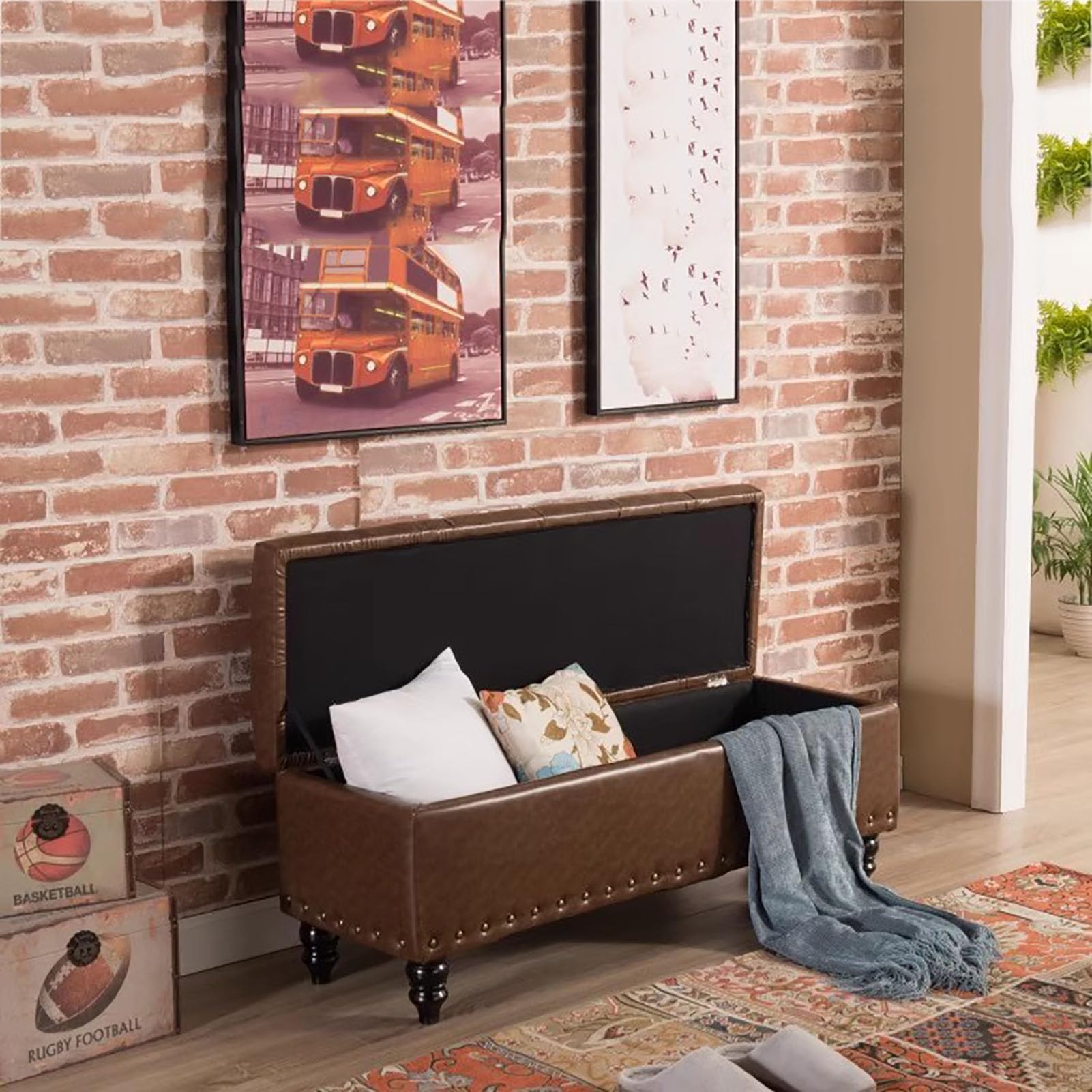 Pouf de rangement rectangulaire en cuir, tête de lit matelassée, ottomane, 40 x 40 x 45 cm, repose-pieds cube pour chambre à coucher, décoration d'intérieur, solution de rangement multifonctionnelle